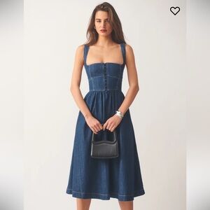 Reformation Tagliatelle Denim Midi Dress
